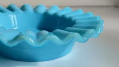 CENDRIER Vide-Poche Verre OPALIN Bleu