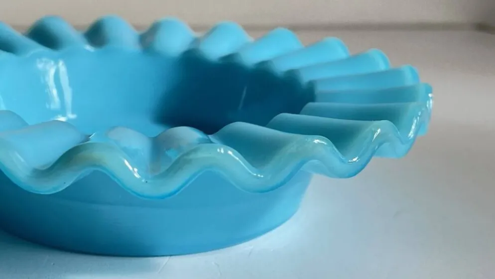CENDRIER Vide-Poche Verre OPALIN Bleu