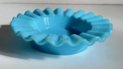 CENDRIER Vide-Poche Verre OPALIN Bleu