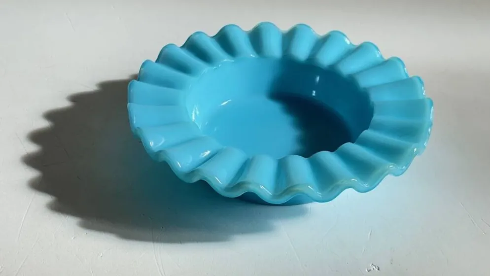 CENDRIER Vide-Poche Verre OPALIN Bleu