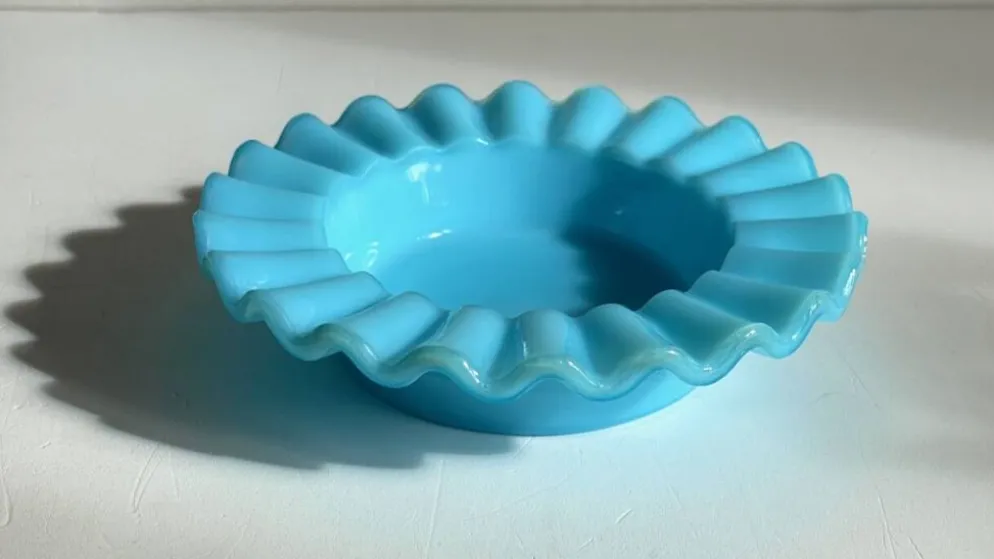 CENDRIER Vide-Poche Verre OPALIN Bleu