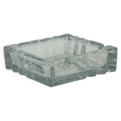 Cendrier vintage carré en verre, bord festonné