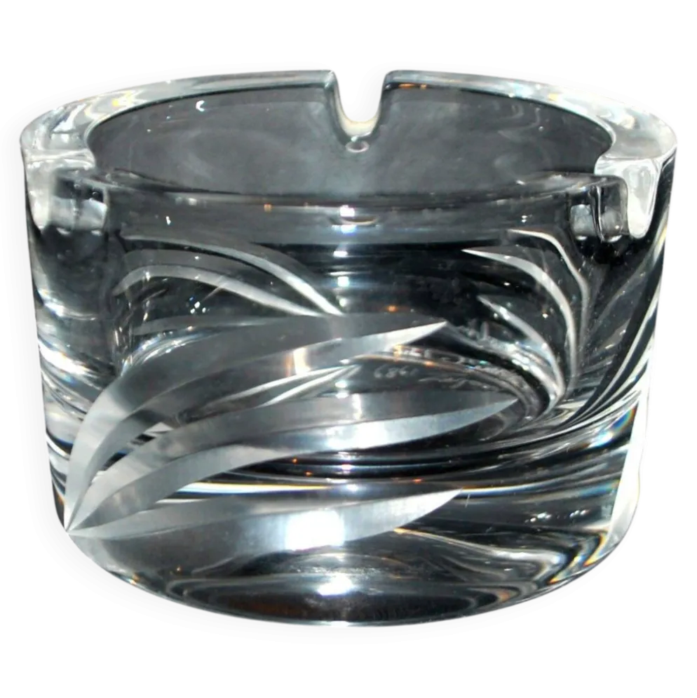 Cendrier vintage en cristal taillé signé Carabin 1989