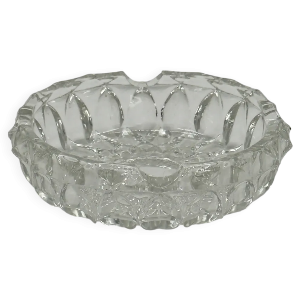 Cendrier vintage en verre cristal taillé