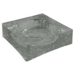Cendrier vintage en verre effet glace, style brutaliste
