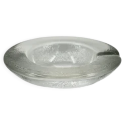 Cendrier vintage en verre texturé effet lin, large bord
