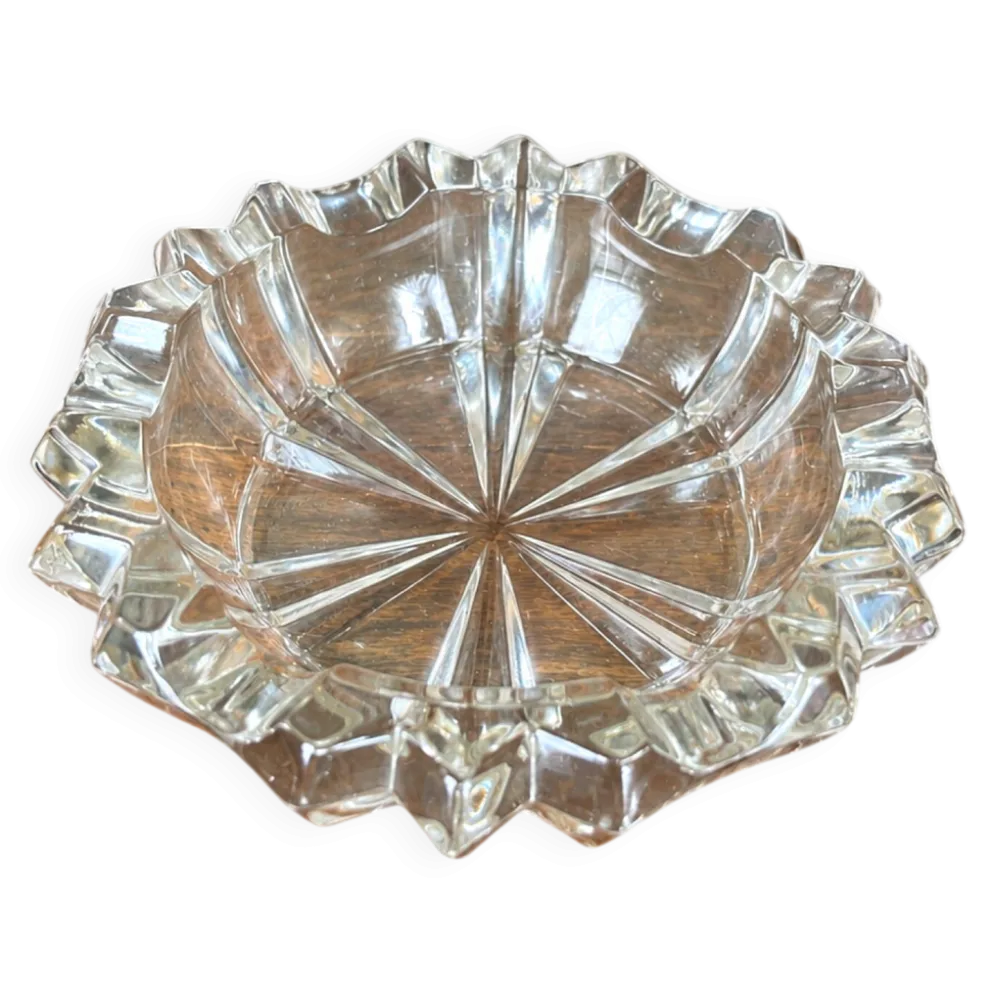 Cendrier vintage en verre transparent à décor étoilé