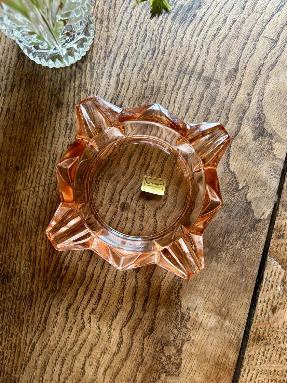 Cendrier vintage Luminarc en verre rose