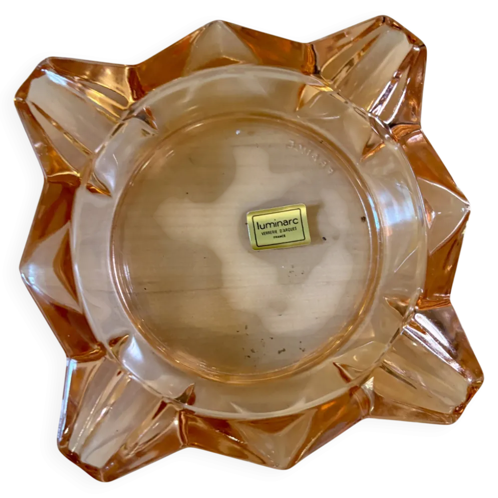 Cendrier vintage Luminarc en verre rose