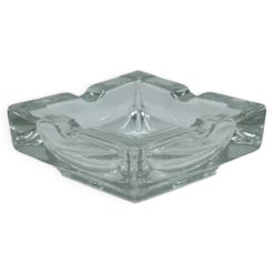 Cendrier vintage rectangulaire en verre, design à deux repose-cigarettes