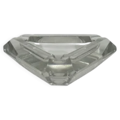 Cendrier vintage triangulaire en verre facetté