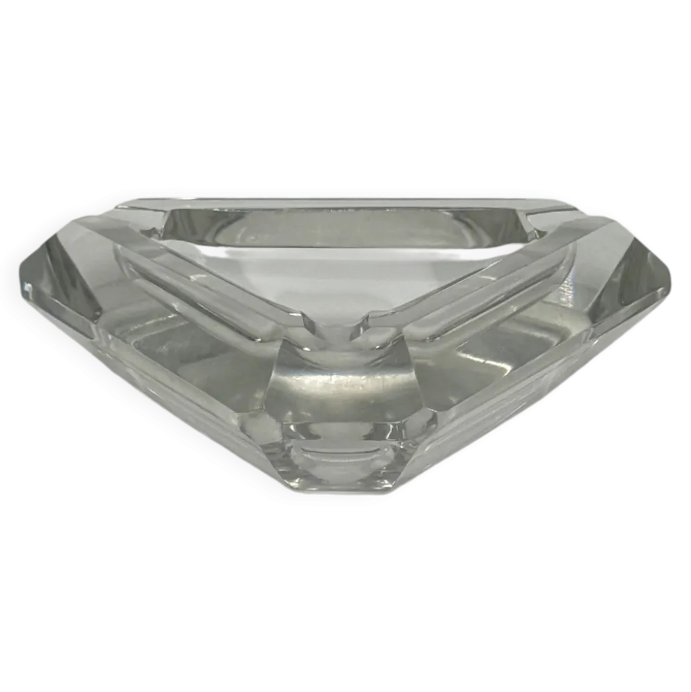 Cendrier vintage triangulaire en verre facetté