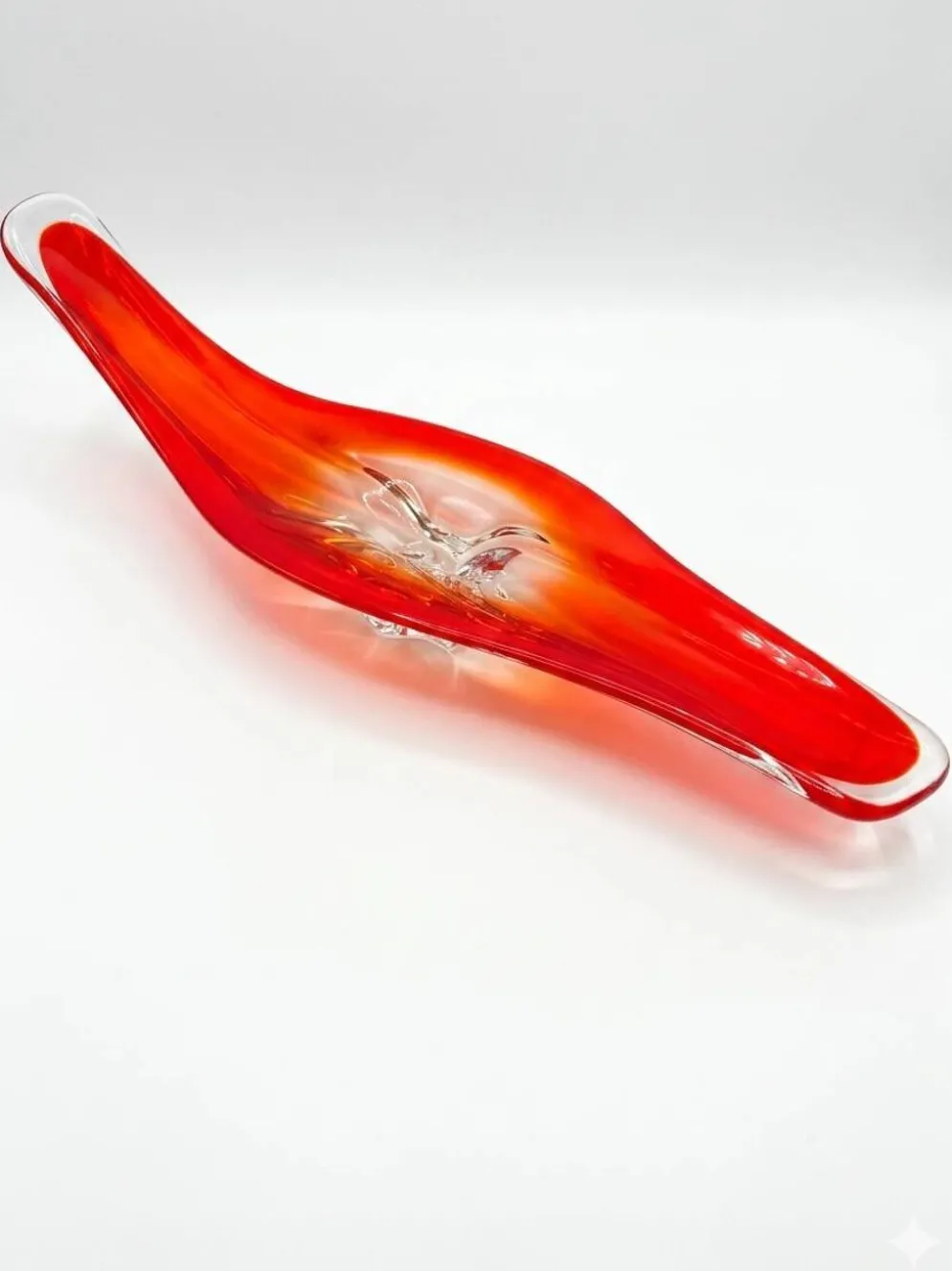 Centre de table en verre soufflé vintage des années 70 - 65 cm
