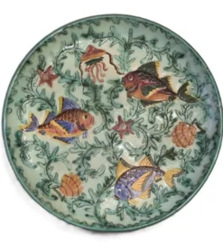 Cerart Monaco Plat Rond Sur Petit Pied Céramique Emaillée Vers 1950