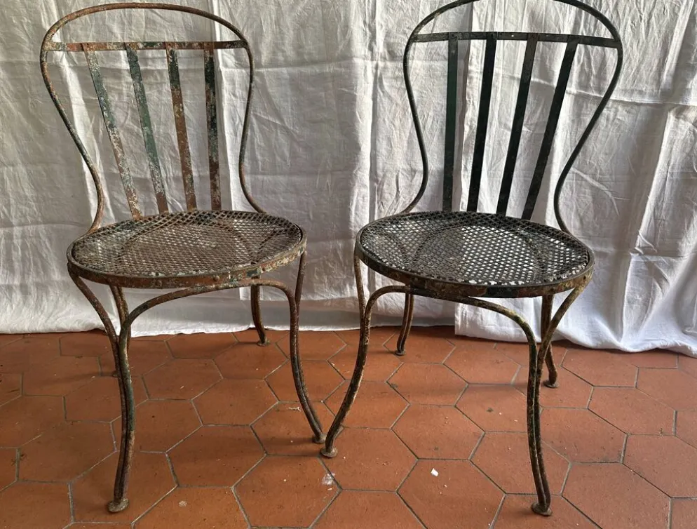 Chaise de jardin en fer peint XIXe