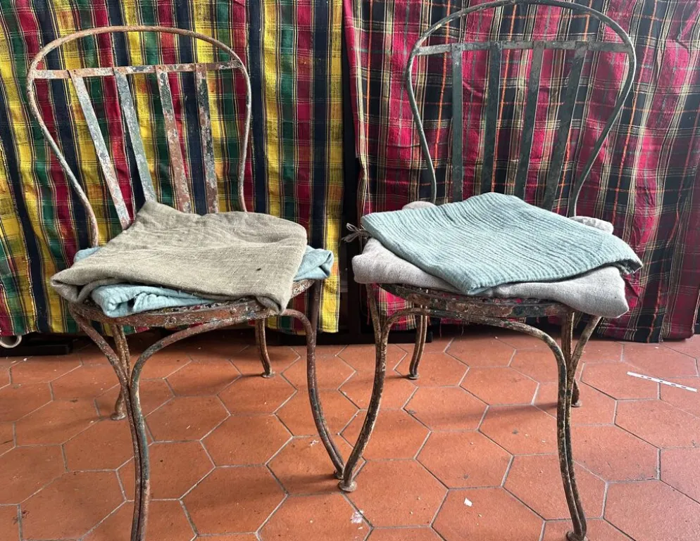 Chaise de jardin en fer peint XIXe