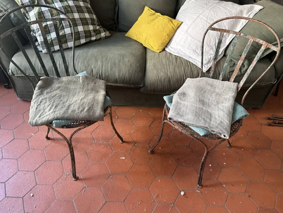 Chaise de jardin en fer peint XIXe