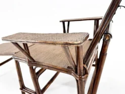 Chaise longue Art Déco française en bambou et osier