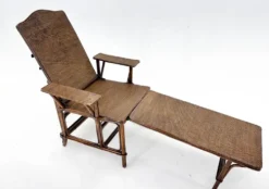 Chaise longue Art Déco française en bambou et osier