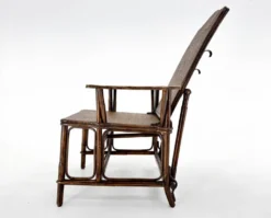Chaise longue Art Déco française en bambou et osier