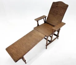 Chaise longue Art Déco française en bambou et osier