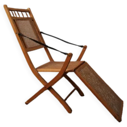 Chaise longue cannée XIXème siècle de style colonial