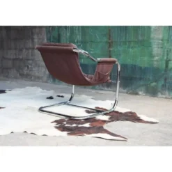 Chaise longue d'appoint chromée postmoderne