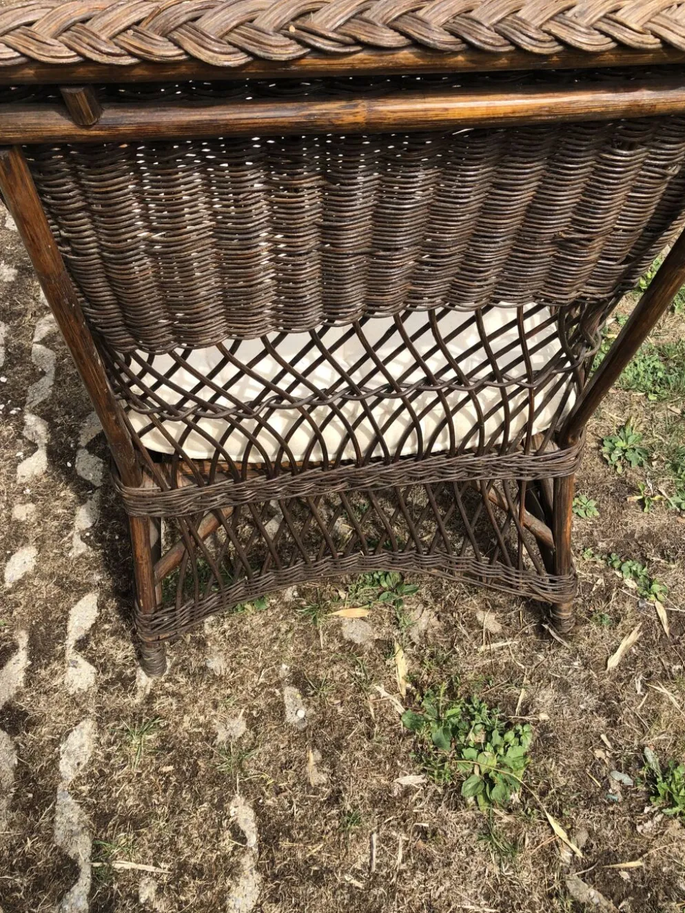 Chaise longue en bambou et rotin avec son matelas