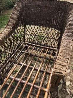 Chaise longue en bambou et rotin avec son matelas