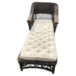 Chaise longue en bambou et rotin avec son matelas
