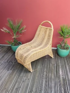 Chaise-longue en bambou et rotin