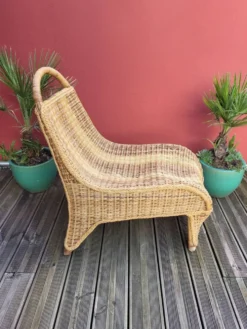 Chaise-longue en bambou et rotin