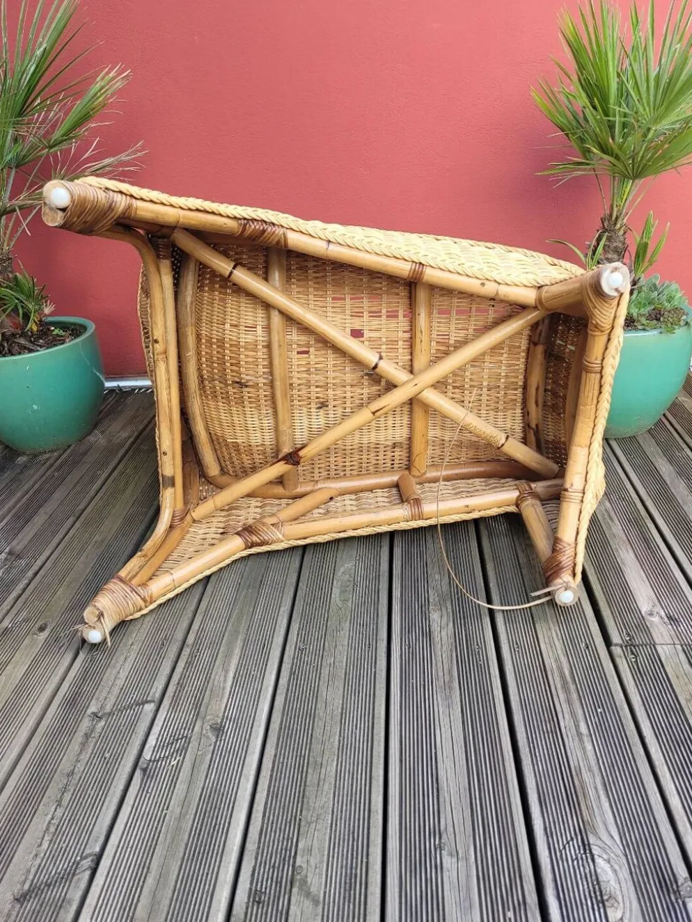 Chaise-longue en bambou et rotin