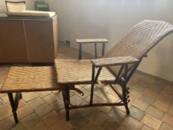 Chaise longue en rotin