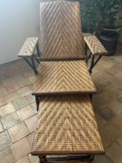 Chaise longue en rotin