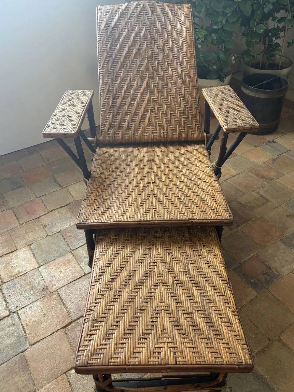 Chaise longue en rotin