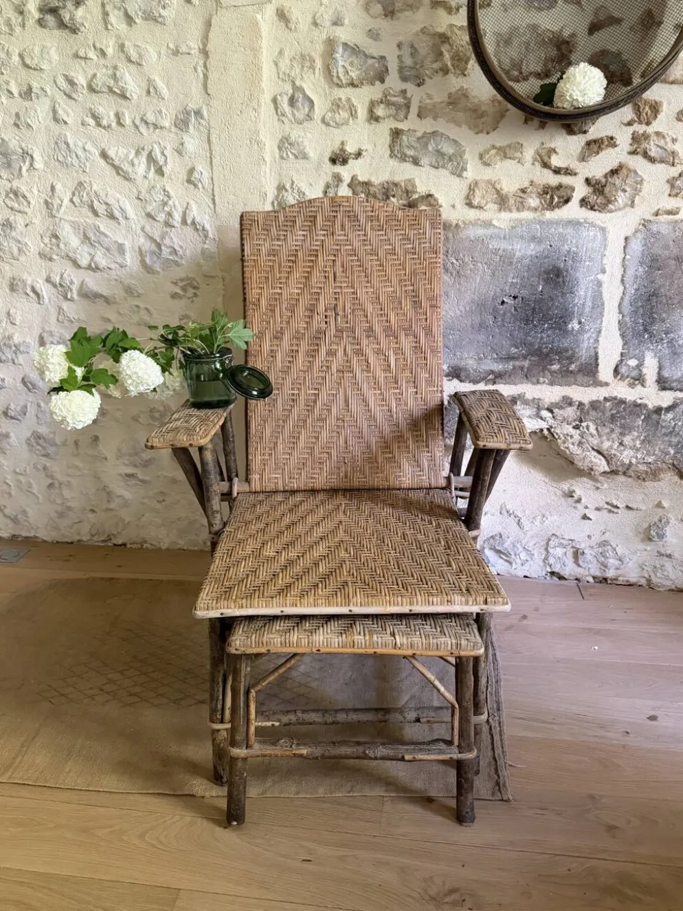 Chaise longue en rotin