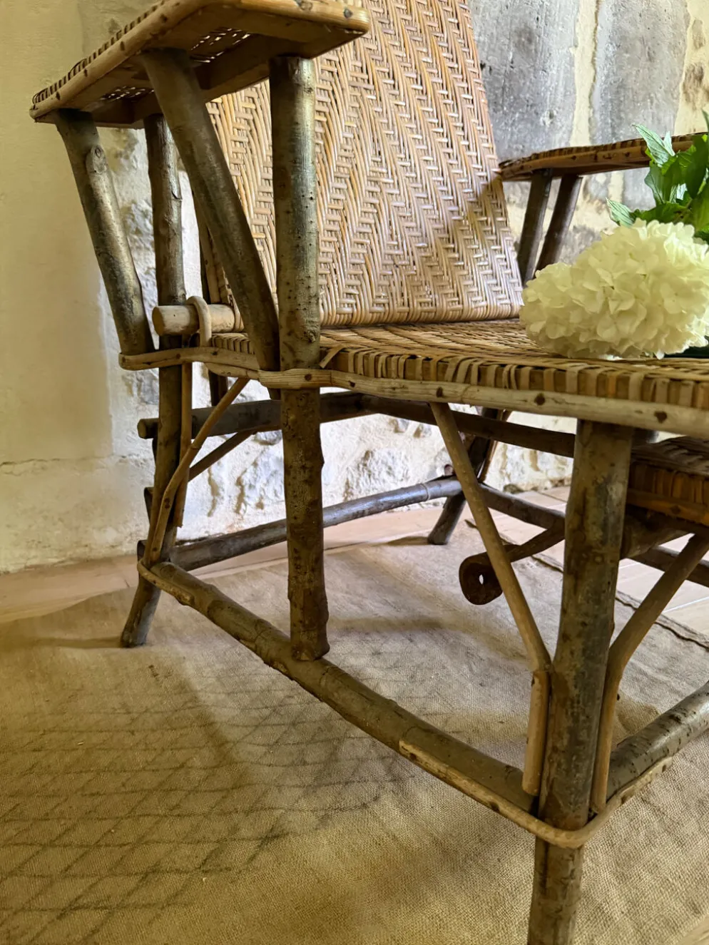 Chaise longue en rotin