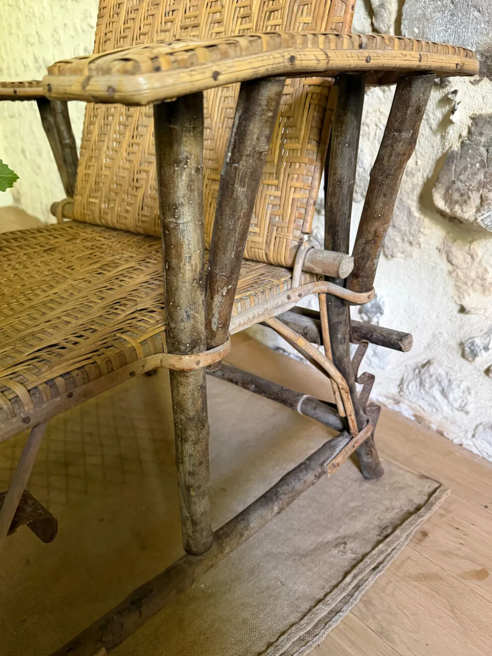 Chaise longue en rotin