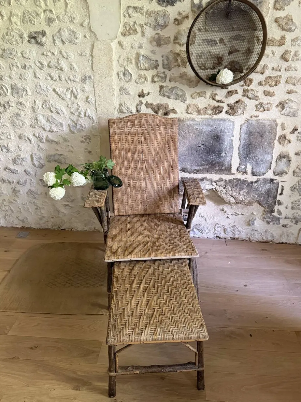Chaise longue en rotin