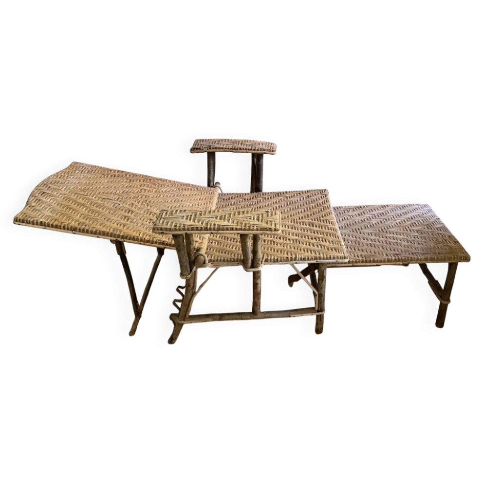 Chaise longue en rotin