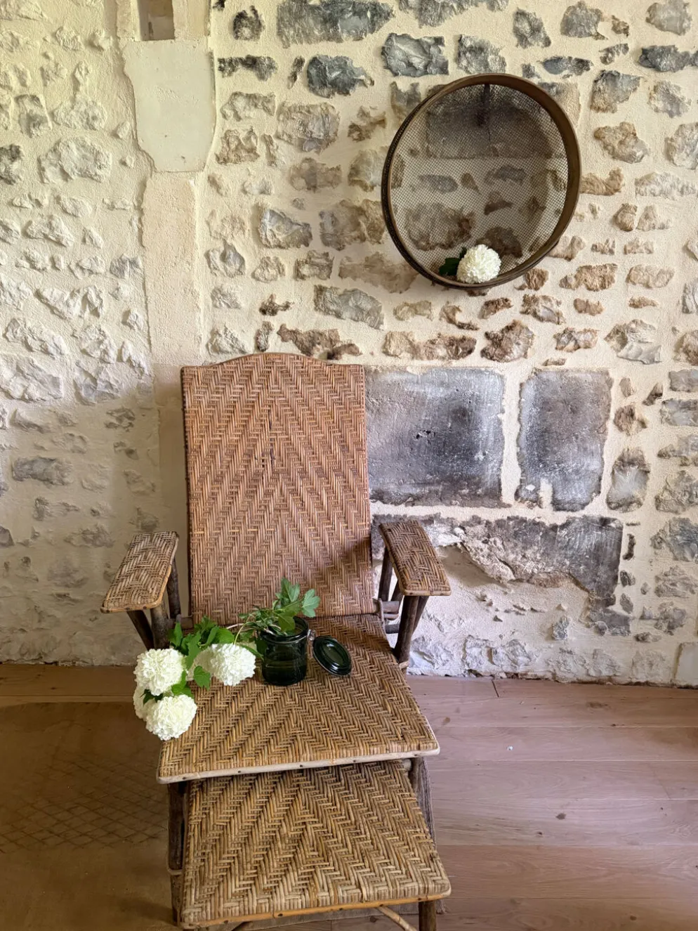 Chaise longue en rotin