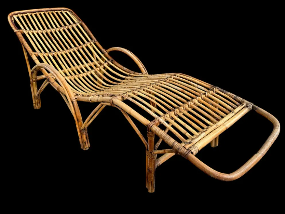 Chaise-longue en rotin italien