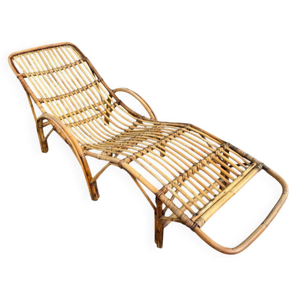 Chaise-longue en rotin italien