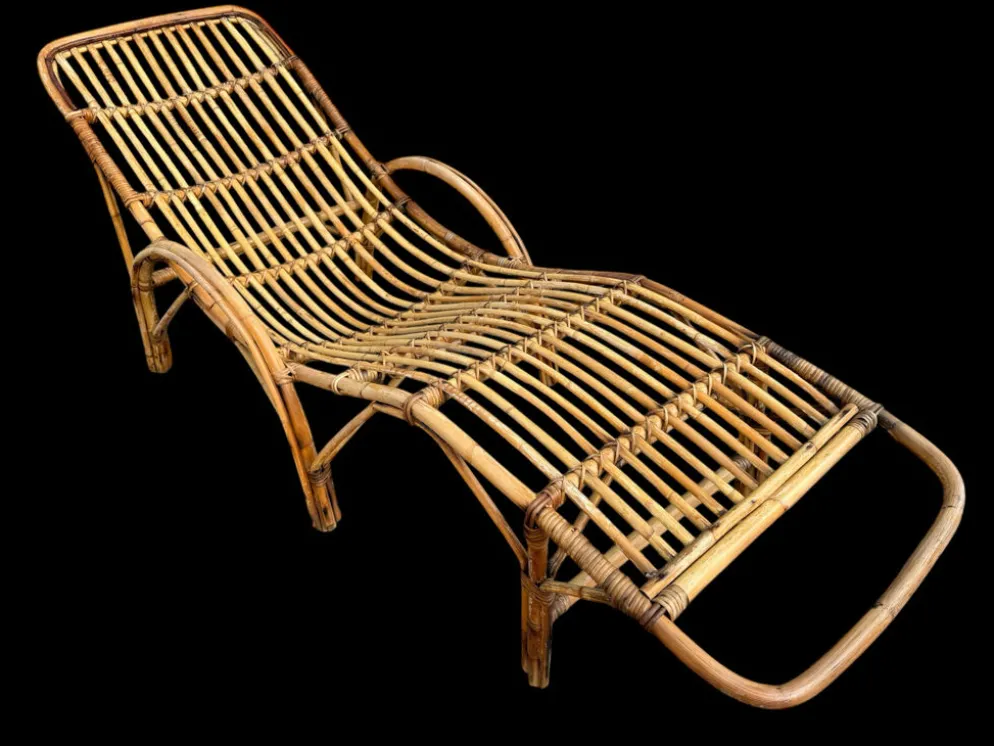 Chaise-longue en rotin italien