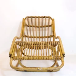 Chaise longue en rotin, Italie, années 60.