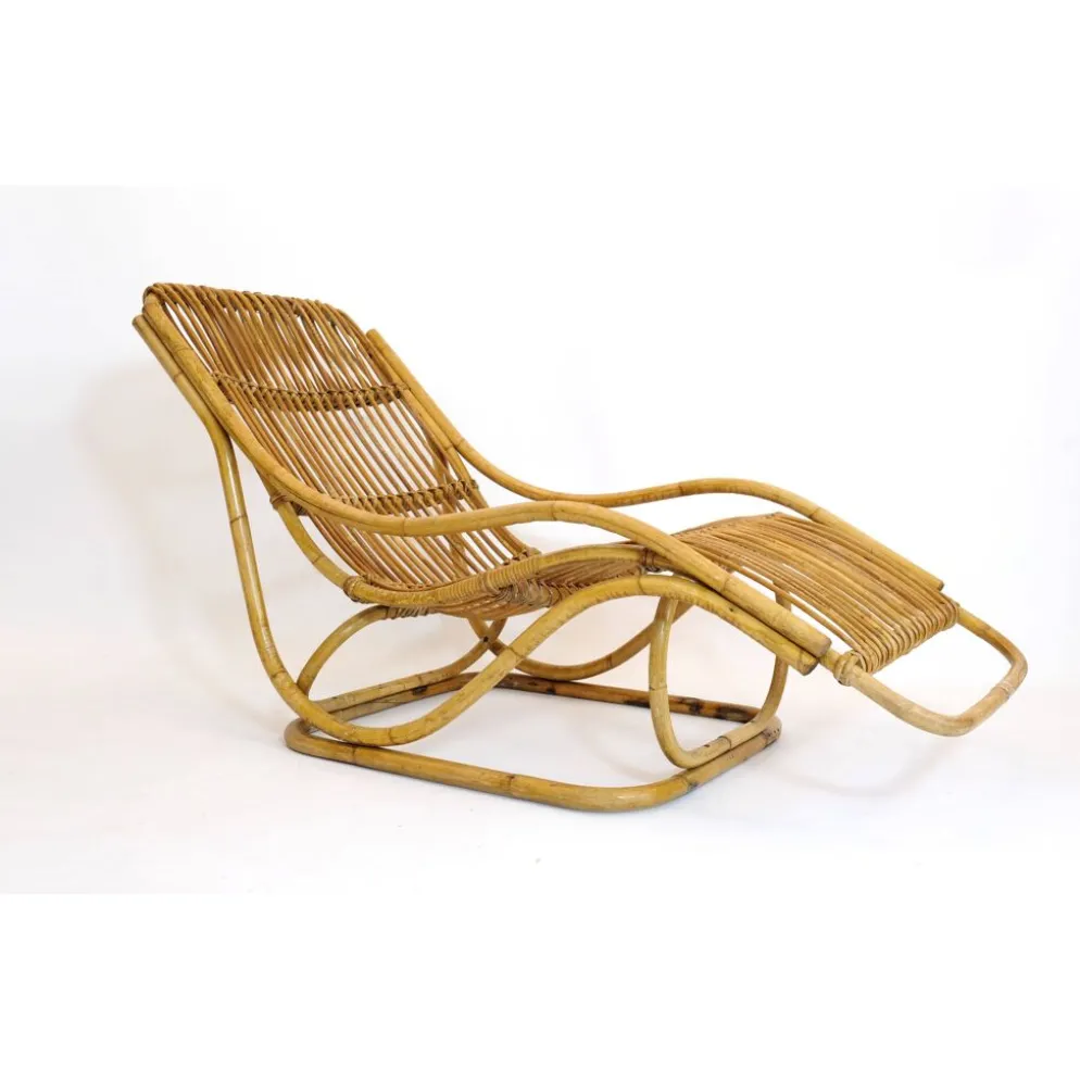Chaise longue en rotin, Italie, années 60.
