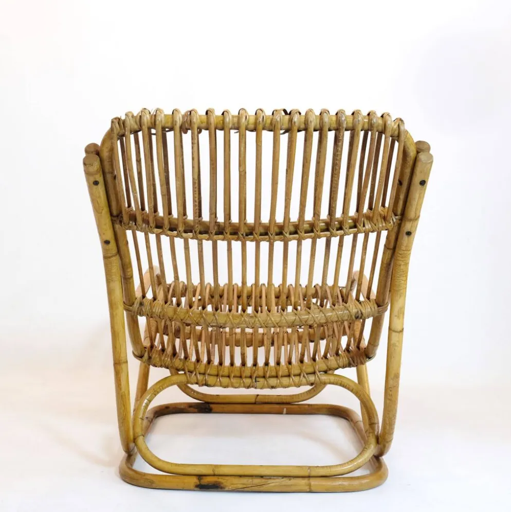 Chaise longue en rotin, Italie, années 60.