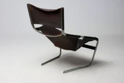 Chaise longue Pierre Paulin F444 en cuir noir - Tout original, Vintage