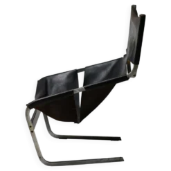 Chaise longue Pierre Paulin F444 en cuir noir - Tout original, Vintage
